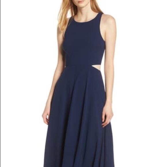 Ali & Jay Navy Cut Out Maxi Evening Dress Size XL NEW formal hight low gown blue - Picture 3 of 8